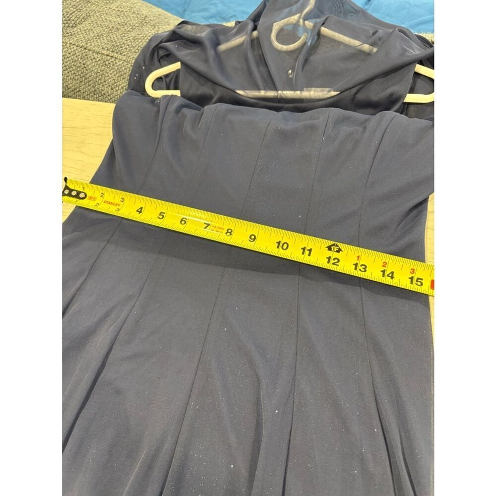 Navy Blue Sparkle Overlay Midi Dress - Picture 5 of 12
